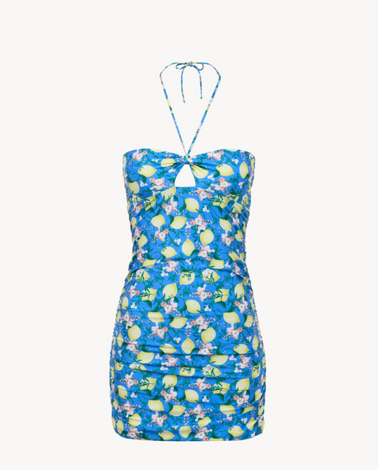 Blue Printed Short Dress